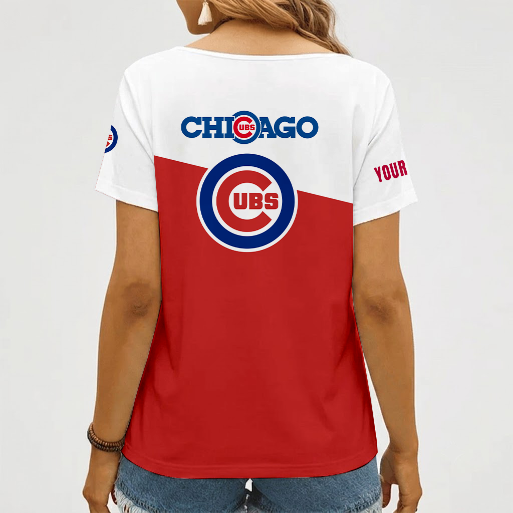 [FLASH SALE] NEW CUSTOMIZED MLB04 CCS CHICAGO CUBS V-NECK FEMALE SHIRT