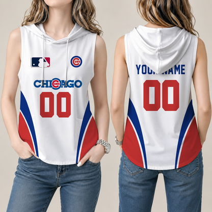 [FLASH SALE] NEW CUSTOMIZED MLB04 CCS CHICAGO CUBS WOMEN'S SLEEVELESS HOODED POCKET TANK TOP