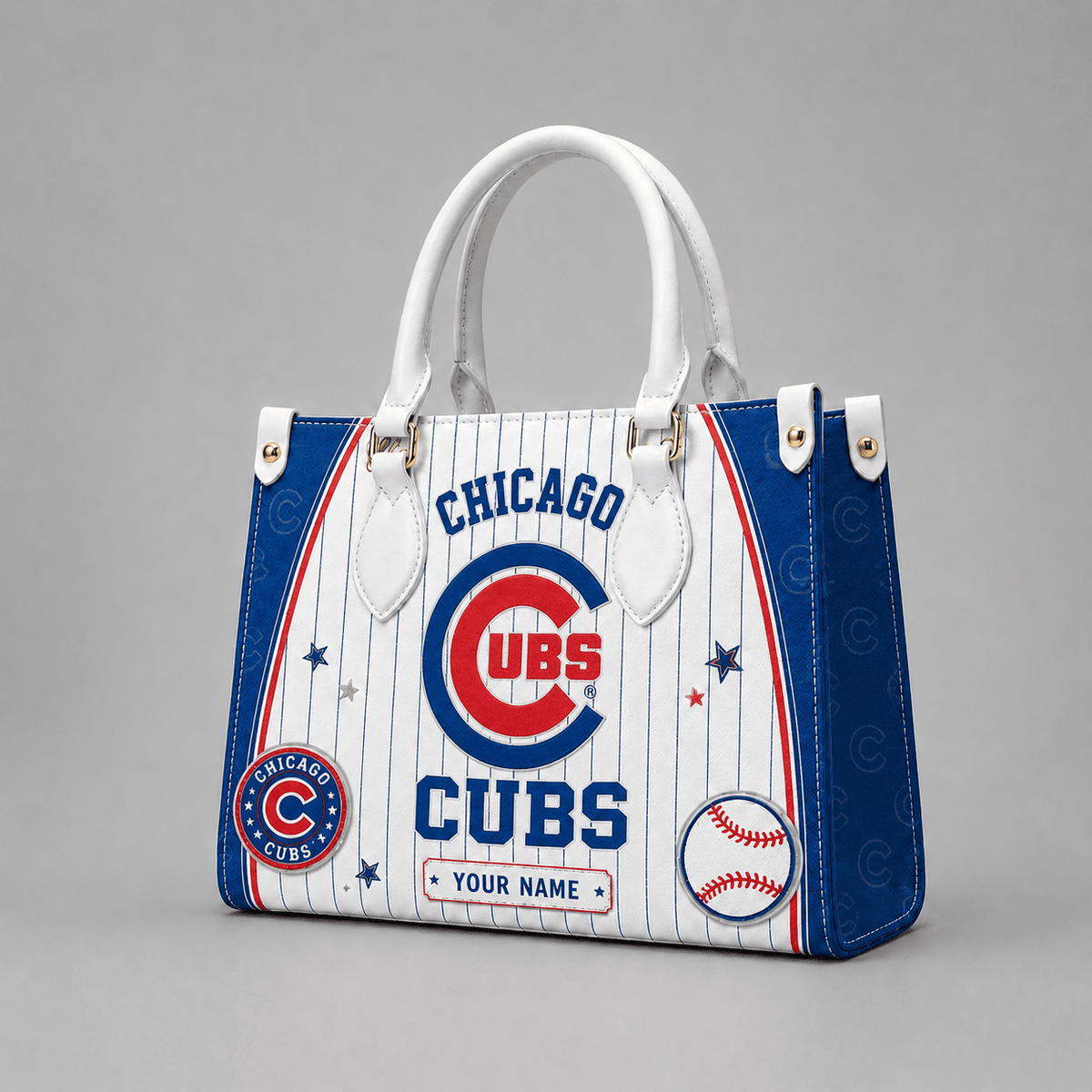 [FLASH SALE] NEW CUSTOMIZED MLB04 CCS CHICAGO CUBS LEATHER HANDBAG