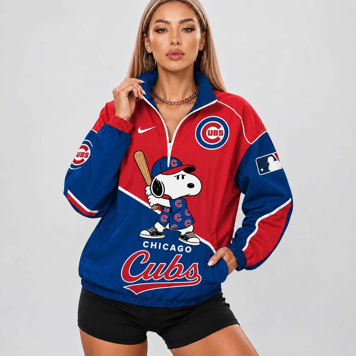 [FLASH SALE] NEW CUSTOMIZED MLB04 CCS CHICAGO CUBS V-NECK ZIPPER SWEATSHIRT JACKET