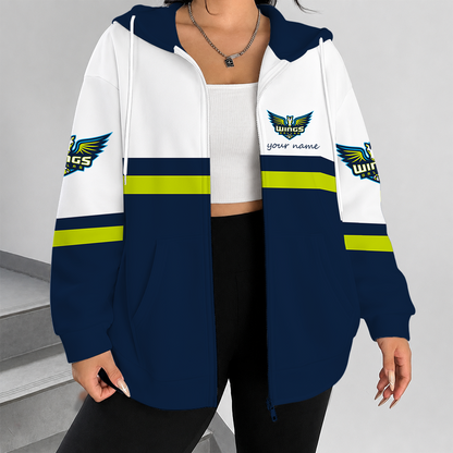 [FAN FAVORITE] NEW CUSTOMIZED WNBA04 DLW DALLAS WINGS ZIP HOODIE