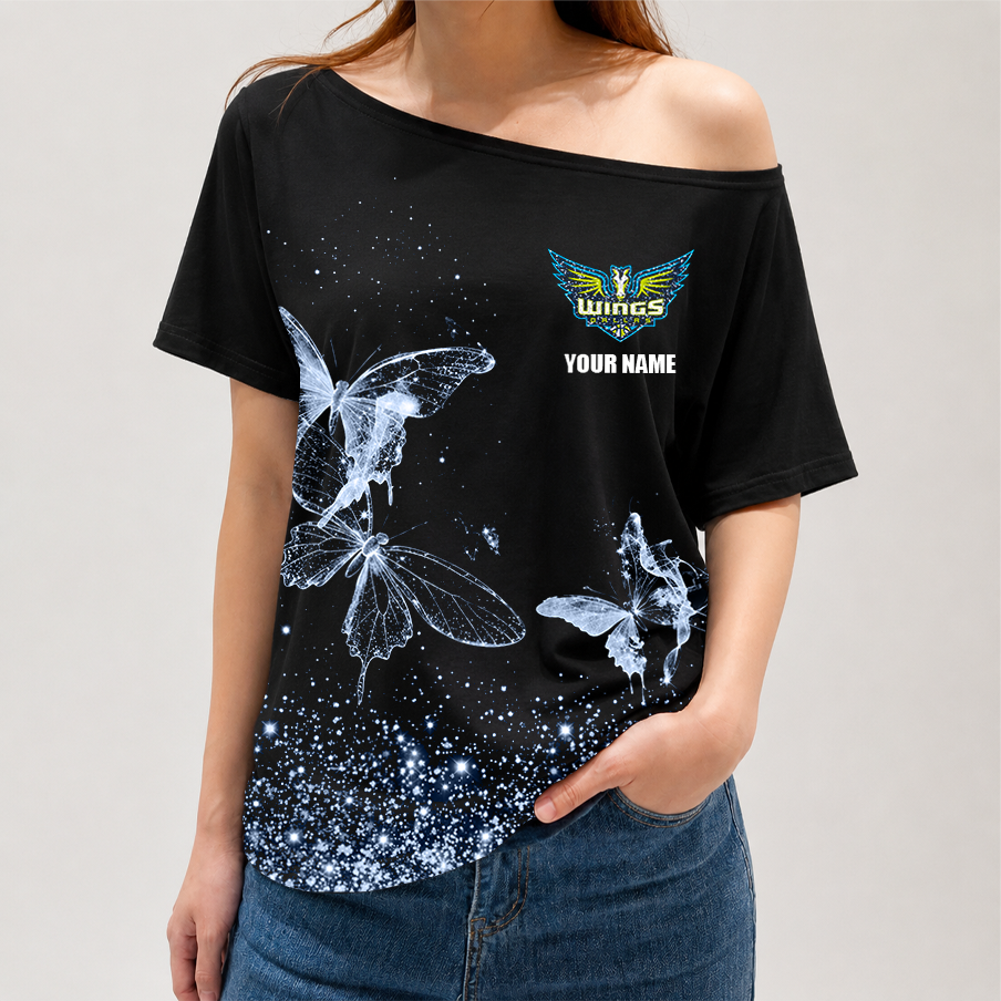 [FAN FAVORITE] NEW CUSTOMIZED WNBA04 DLW DALLAS WINGS OFF-SHOULDER SHIRT