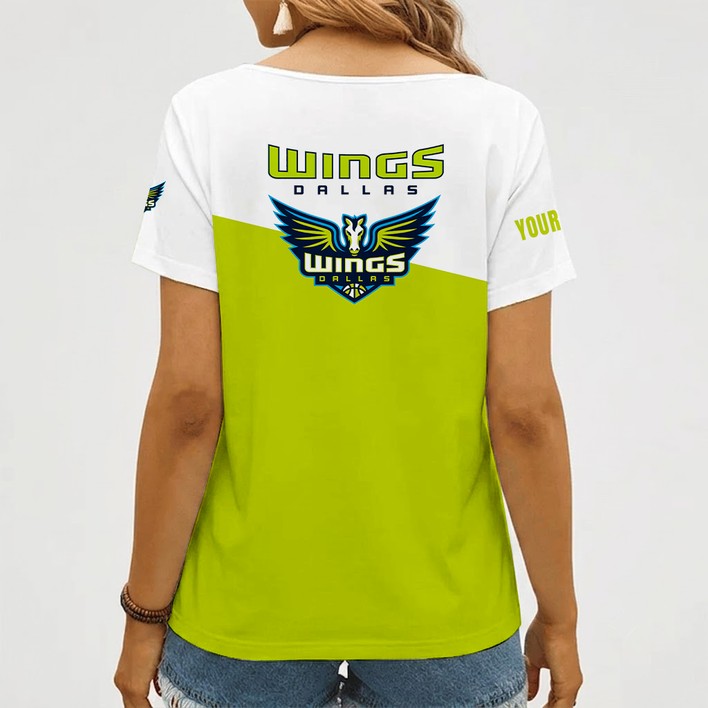 [FAN FAVORITE] NEW CUSTOMIZED WNBA04 DLW DALLAS WINGS V-NECK FEMALE SHIRT