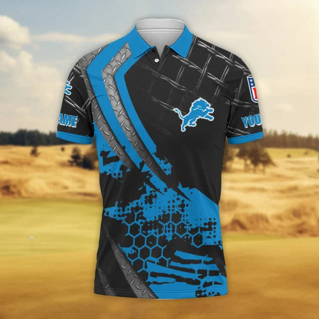 LIMITED EDITION - NEW CUSTOMIZED NFL04 DTL DETROIT LIONS POLO SHIRT