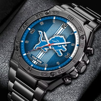 LIMITED EDITION - NEW CUSTOMIZED NFL04 DTL DETROIT LIONS LUXURY STAINLESS STEEL WATCH