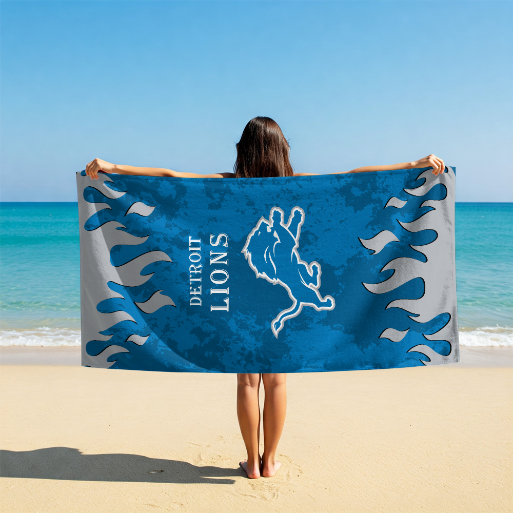 LIMITED EDITION - NEW CUSTOMIZED NFL04 DTL DETROIT LIONS BEACH TOWEL FOR FAN