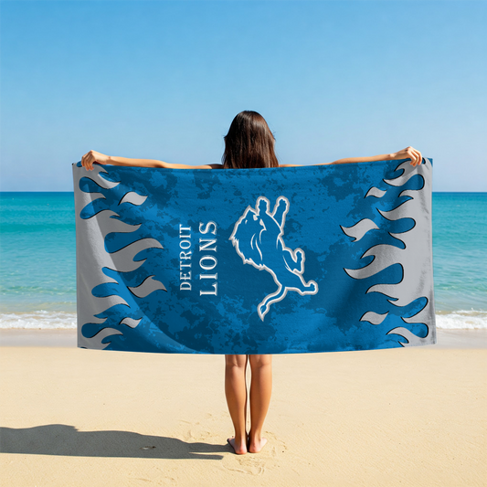 LIMITED EDITION - NEW CUSTOMIZED NFL04 DTL DETROIT LIONS BEACH TOWEL FOR FAN