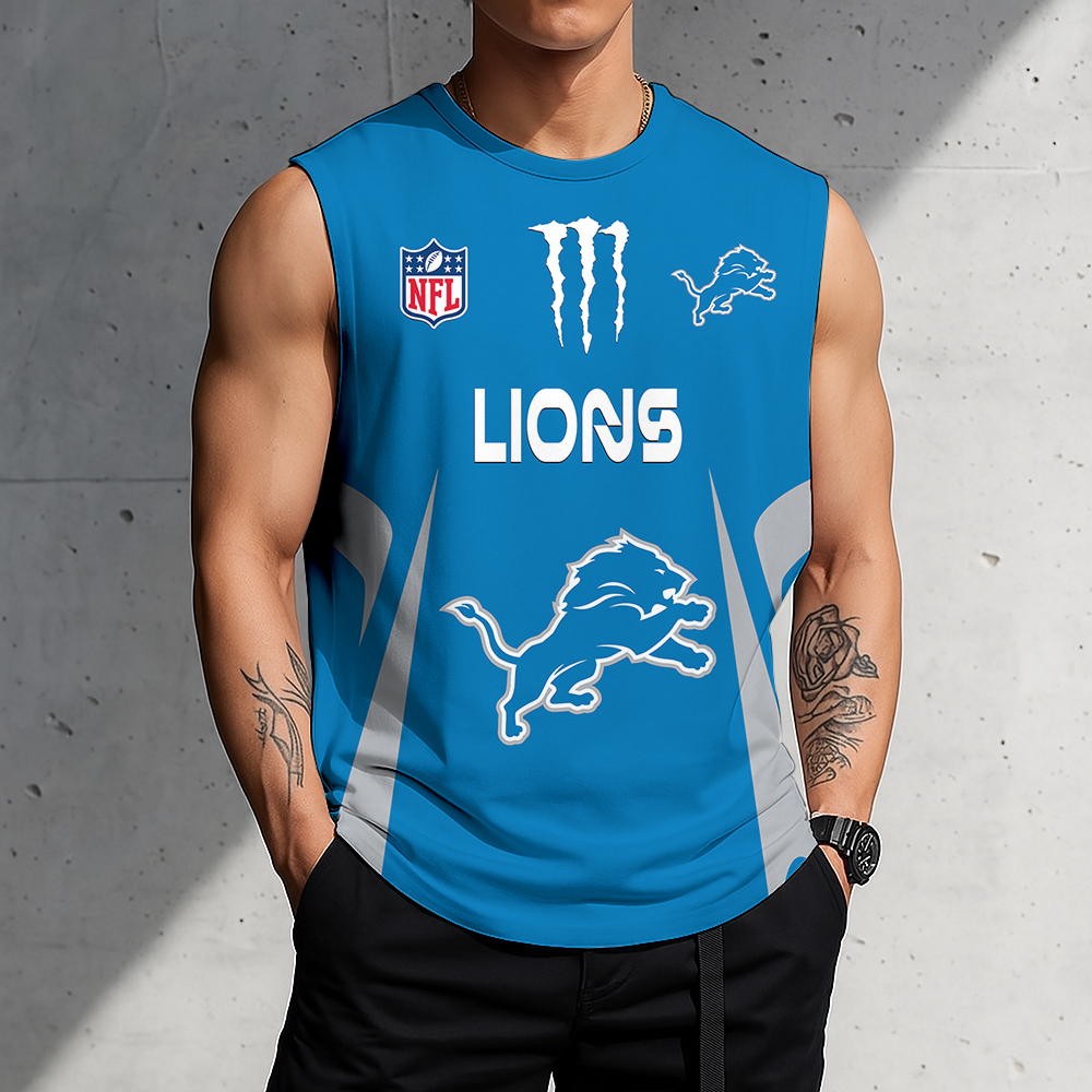 LIMITED EDITION - NEW CUSTOMIZED NFL04 DTL DETROIT LIONS MEN'S GYM SHIRT