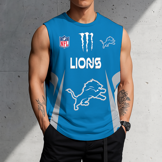 LIMITED EDITION - NEW CUSTOMIZED NFL04 DTL DETROIT LIONS MEN'S GYM SHIRT