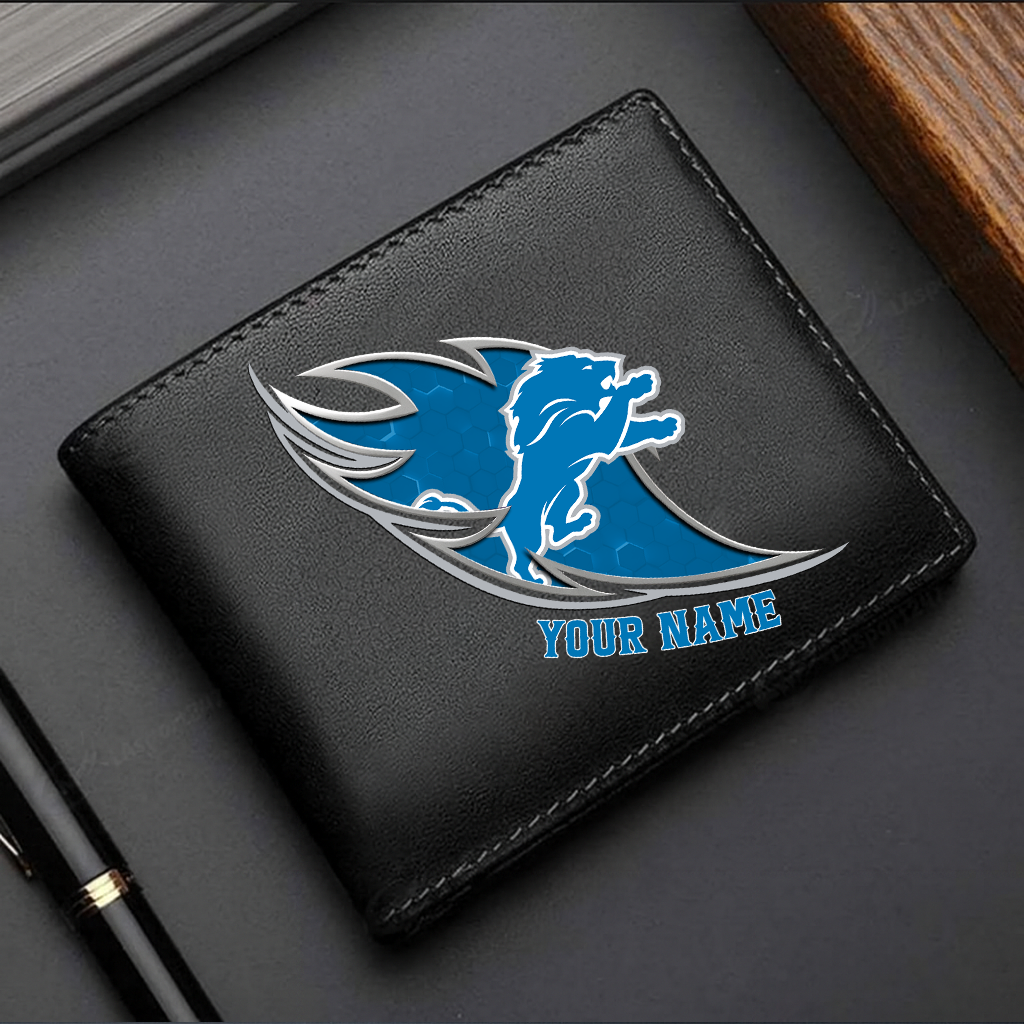 LIMITED EDITION - NEW CUSTOMIZED NFL04 DTL DETROIT LIONS LEATHER WALLET