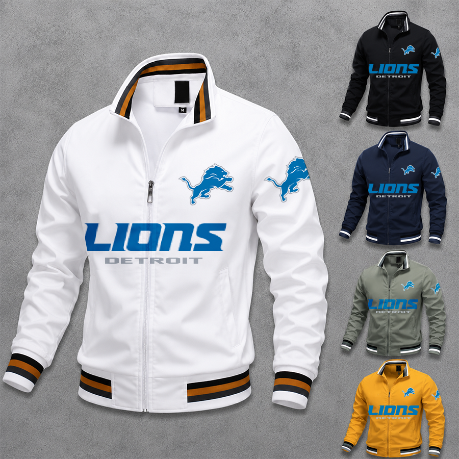 [SPECIAL OFFER] NEW CUSTOMIZED NFL04 DTL DETROIT LIONS MEN'S CASUAL JACKET