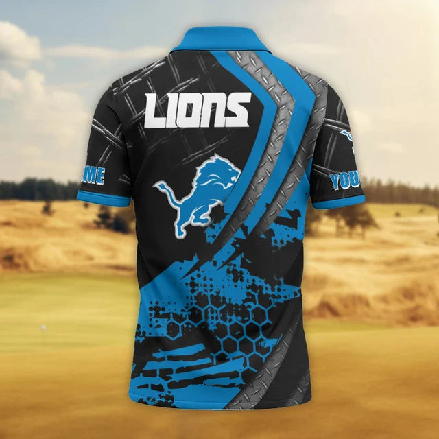 LIMITED EDITION - NEW CUSTOMIZED NFL04 DTL DETROIT LIONS POLO SHIRT