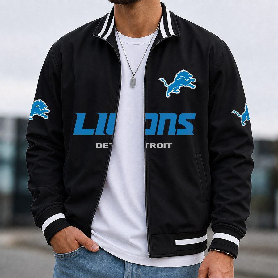 [SPECIAL OFFER] NEW CUSTOMIZED NFL04 DTL DETROIT LIONS MEN'S CASUAL JACKET