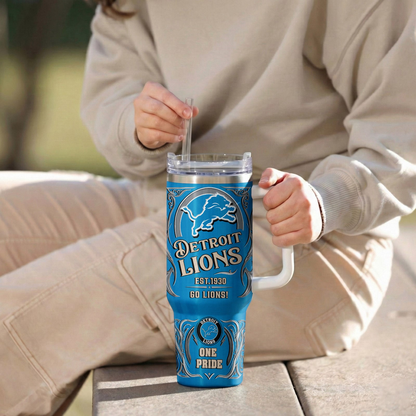 LIMITED EDITION - NEW CUSTOMIZED NFL04 DTL DETROIT LIONS 40OZ TUMBLER