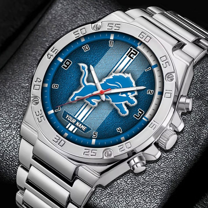 LIMITED EDITION - NEW CUSTOMIZED NFL04 DTL DETROIT LIONS LUXURY STAINLESS STEEL WATCH