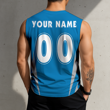 LIMITED EDITION - NEW CUSTOMIZED NFL04 DTL DETROIT LIONS MEN'S GYM SHIRT