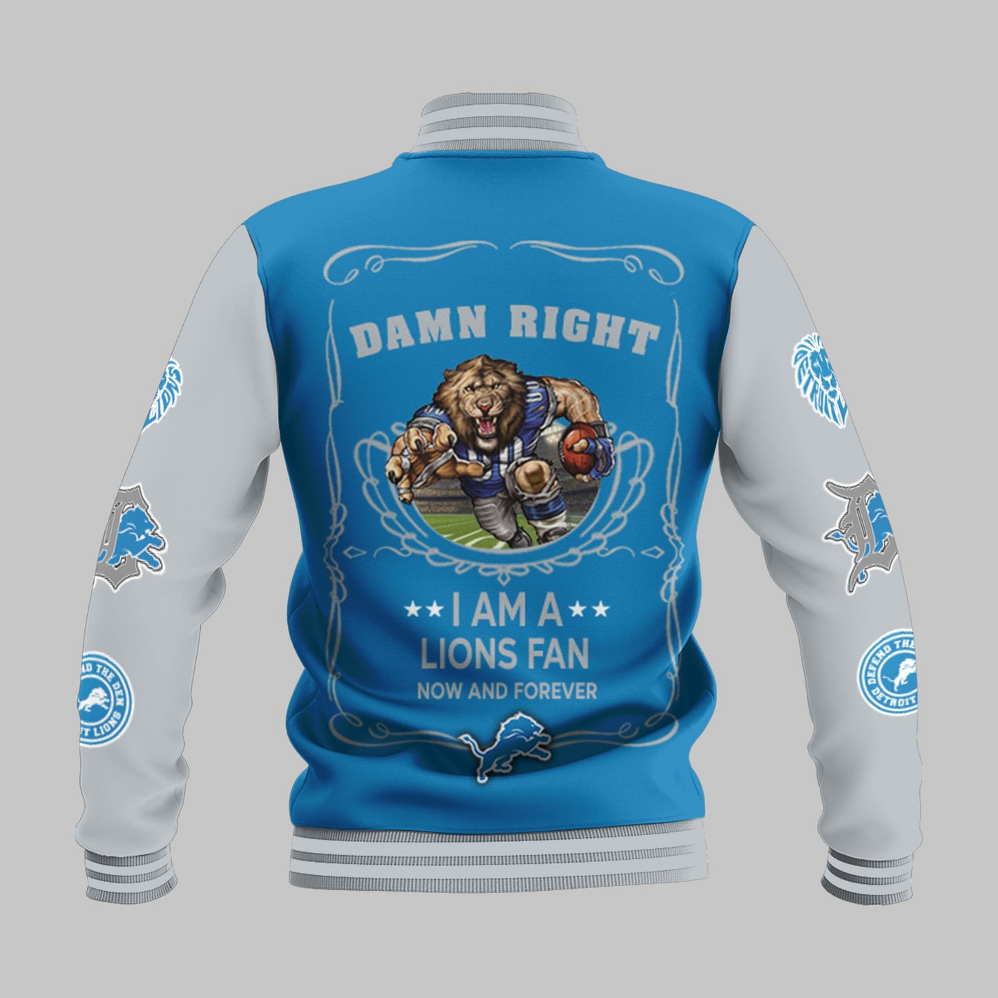 LIMITED EDITION - NEW CUSTOMIZED NFL04 DTL DETROIT LIONS BASEBALL JACKET