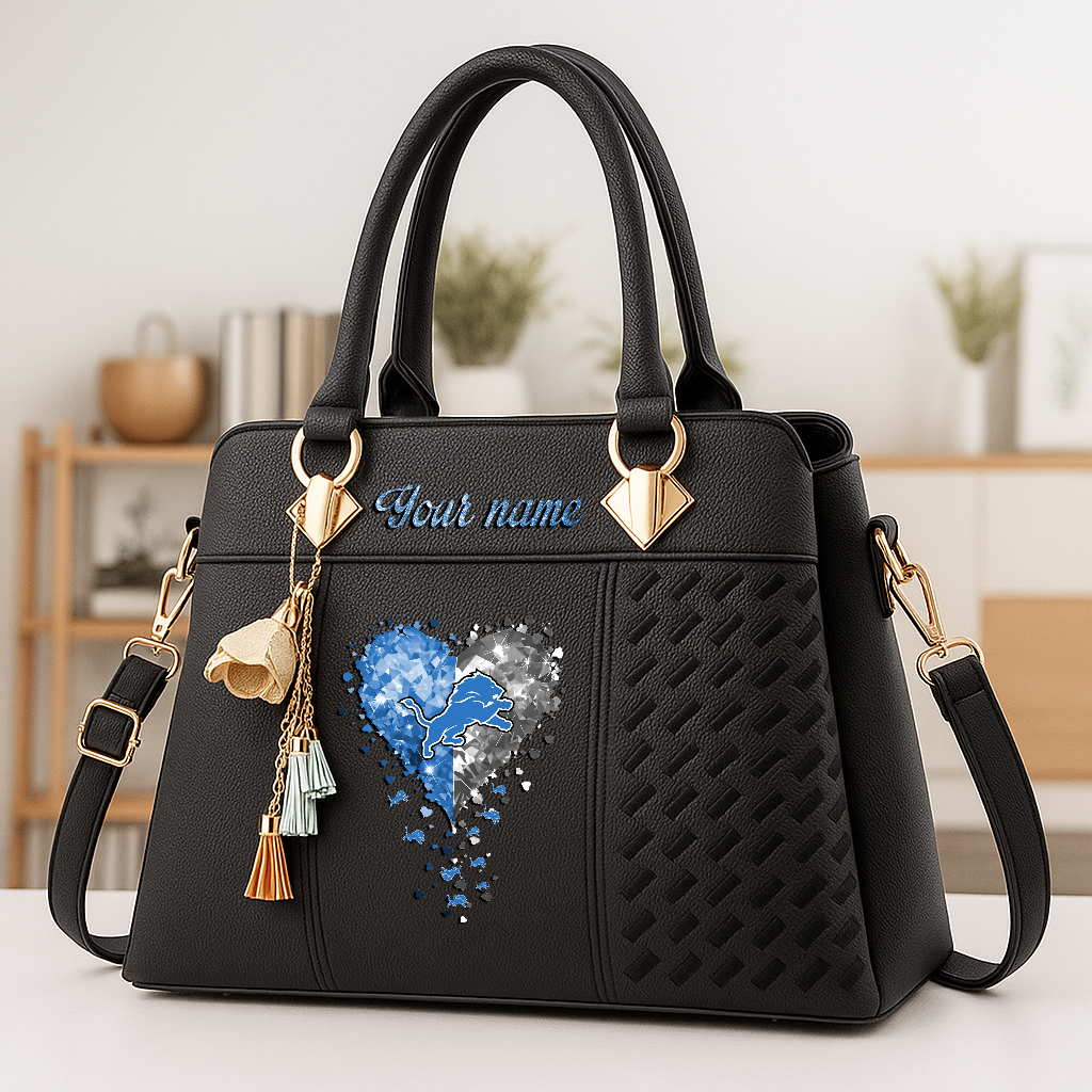 LIMITED EDITION - NEW CUSTOMIZED NFL04 DTL DETROIT LIONS ZIP HANDBAG MULTICOLOR