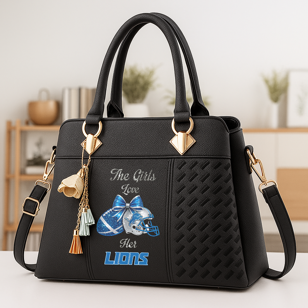 LIMITED EDITION - NEW CUSTOMIZED NFL04 DTL DETROIT LIONS WOMEN'S ZIP HANDBAG MULTICOLOR