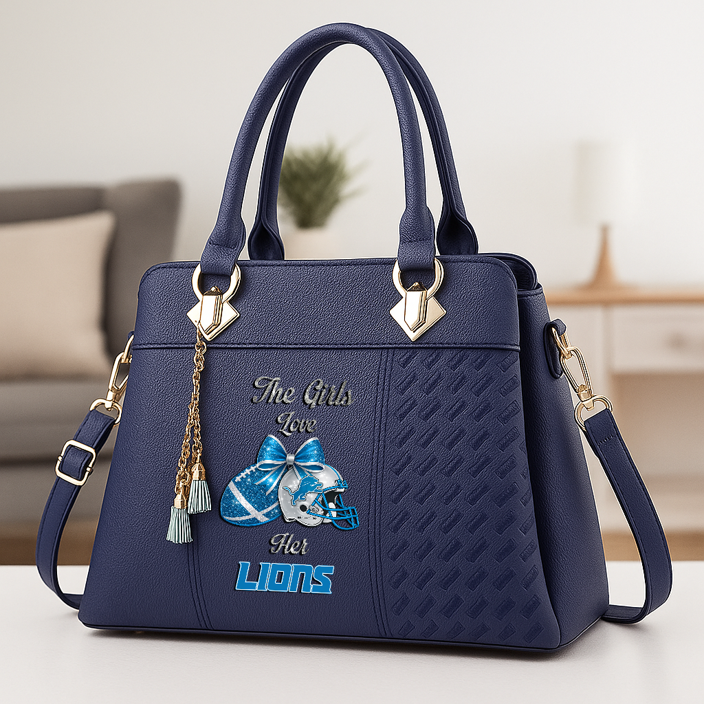 LIMITED EDITION - NEW CUSTOMIZED NFL04 DTL DETROIT LIONS WOMEN'S ZIP HANDBAG MULTICOLOR
