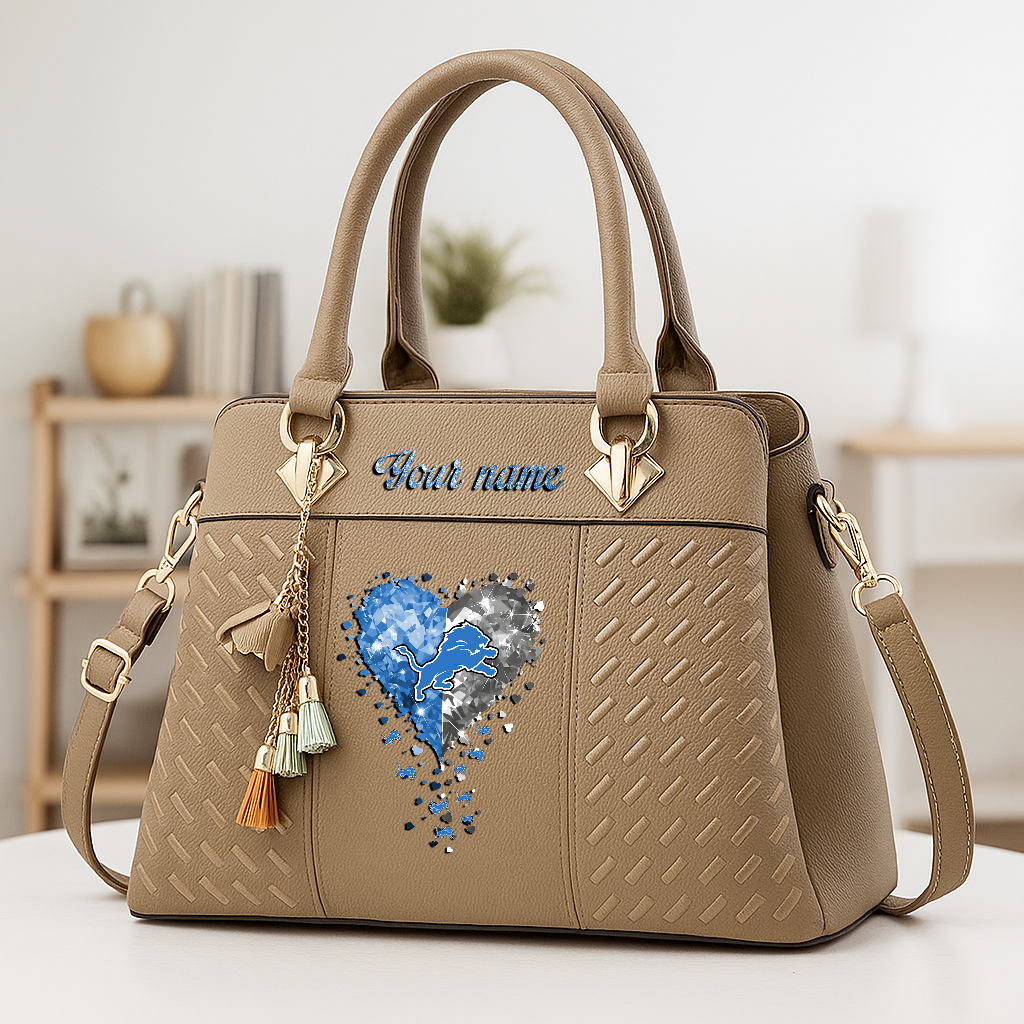 LIMITED EDITION - NEW CUSTOMIZED NFL04 DTL DETROIT LIONS ZIP HANDBAG MULTICOLOR