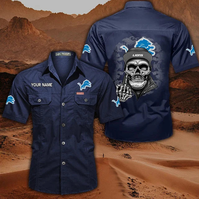 [SPECIAL OFFER] NEW CUSTOMIZED NFL04 DTL DETROIT LIONS MUTICOLOR MEN'S CARGO SHIRT