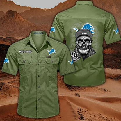 [SPECIAL OFFER] NEW CUSTOMIZED NFL04 DTL DETROIT LIONS MUTICOLOR MEN'S CARGO SHIRT