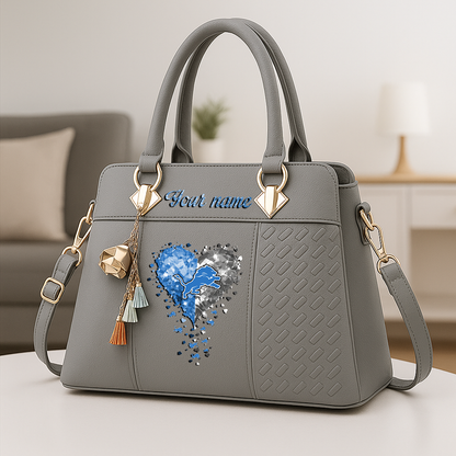 LIMITED EDITION - NEW CUSTOMIZED NFL04 DTL DETROIT LIONS ZIP HANDBAG MULTICOLOR
