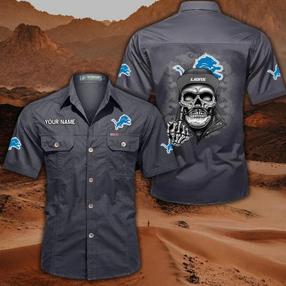 [SPECIAL OFFER] NEW CUSTOMIZED NFL04 DTL DETROIT LIONS MUTICOLOR MEN'S CARGO SHIRT