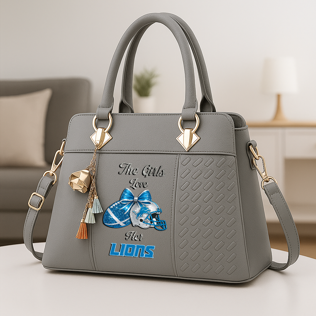 LIMITED EDITION - NEW CUSTOMIZED NFL04 DTL DETROIT LIONS WOMEN'S ZIP HANDBAG MULTICOLOR