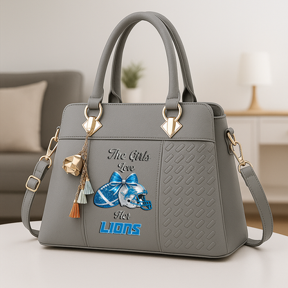 LIMITED EDITION - NEW CUSTOMIZED NFL04 DTL DETROIT LIONS WOMEN'S ZIP HANDBAG MULTICOLOR
