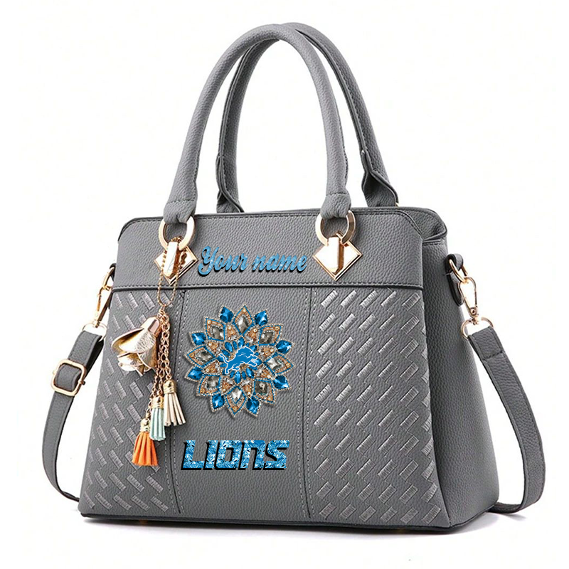 LIMITED EDITION - NEW CUSTOMIZED NFL04 DTL DETROIT LIONS WOMEN'S ZIP HANDBAG MULTICOLOR