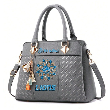 LIMITED EDITION - NEW CUSTOMIZED NFL04 DTL DETROIT LIONS WOMEN'S ZIP HANDBAG MULTICOLOR