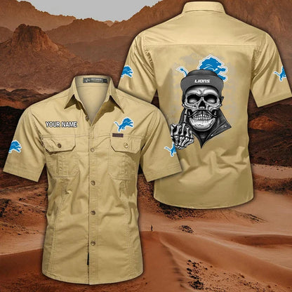 [SPECIAL OFFER] NEW CUSTOMIZED NFL04 DTL DETROIT LIONS MUTICOLOR MEN'S CARGO SHIRT
