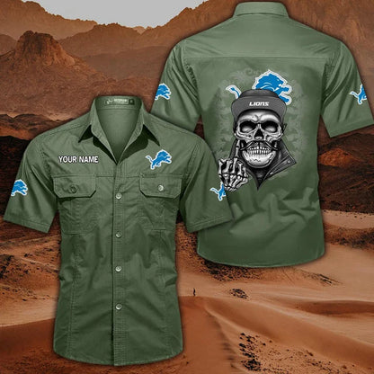 [SPECIAL OFFER] NEW CUSTOMIZED NFL04 DTL DETROIT LIONS MUTICOLOR MEN'S CARGO SHIRT