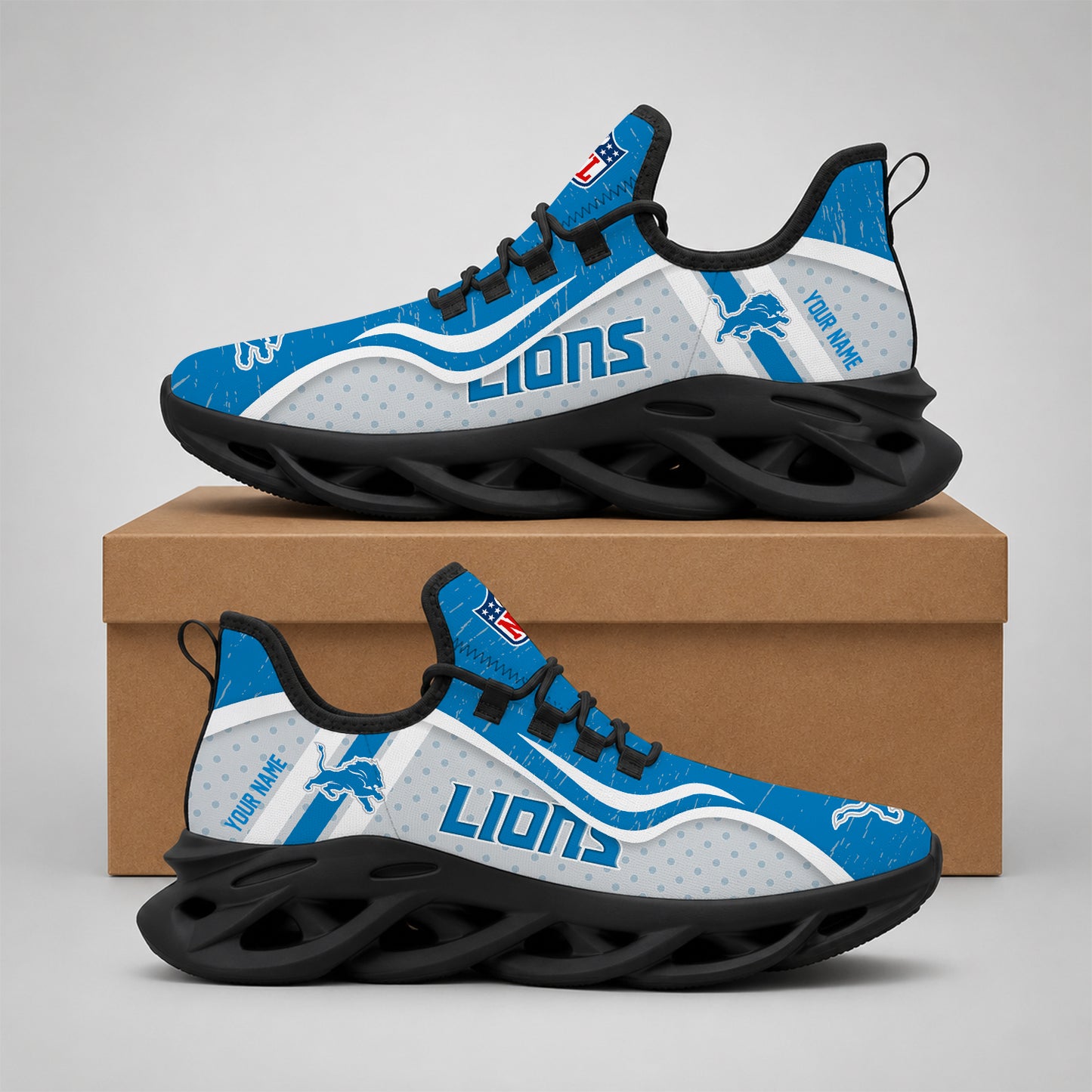 SPECIAL EDITION - NEW CUSTOMIZED NFL04 DTL DETROIT LIONS MAX SOUL SHOES