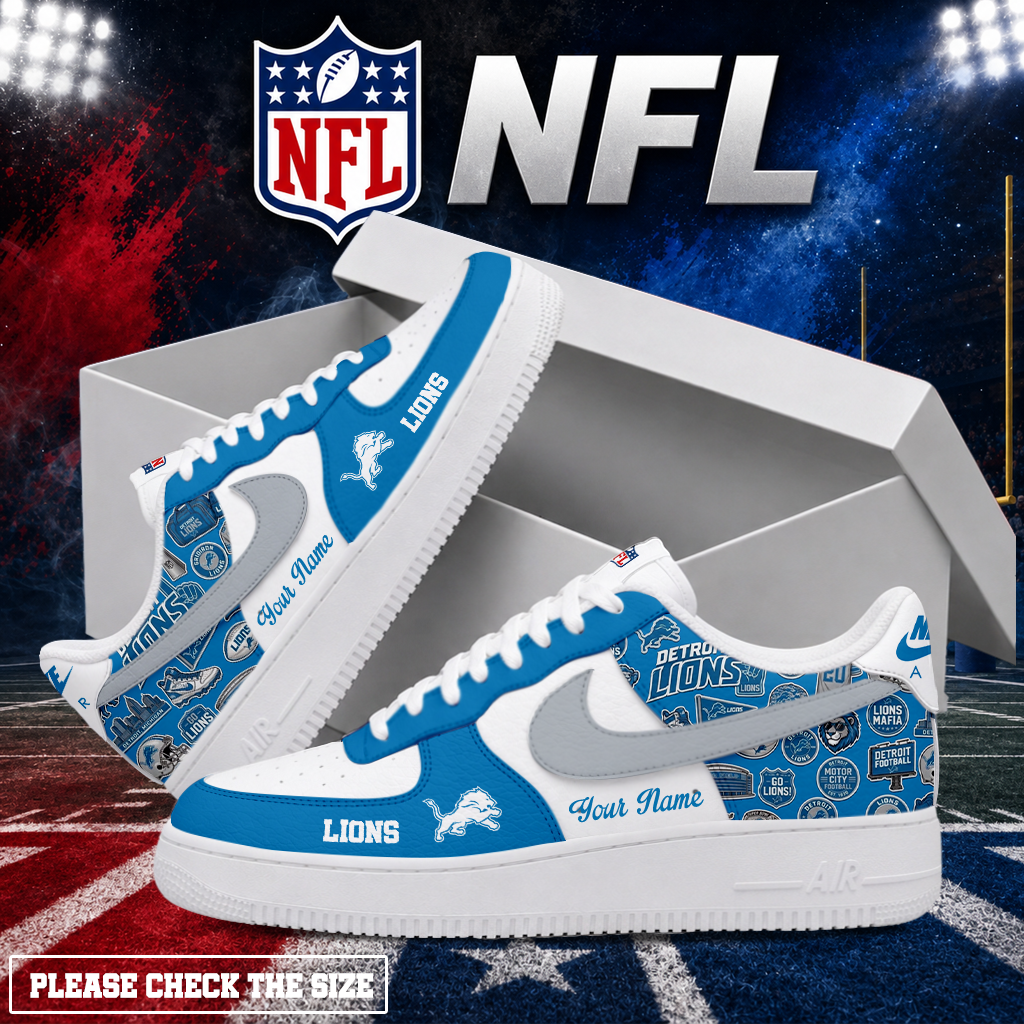 LIMITED EDITION - NEW CUSTOMIZED NFL04 DTL DETROIT LIONS AF1 SHOES