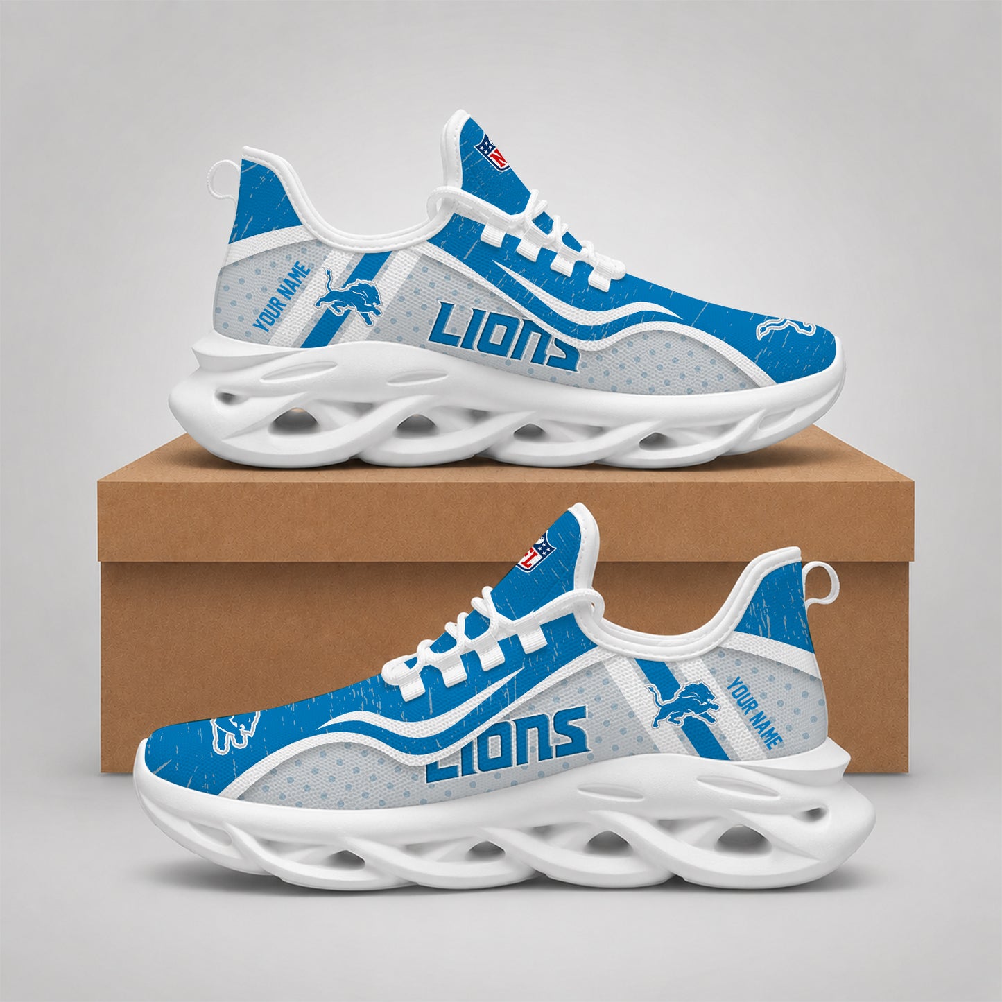 SPECIAL EDITION - NEW CUSTOMIZED NFL04 DTL DETROIT LIONS MAX SOUL SHOES