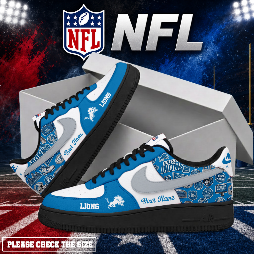 LIMITED EDITION - NEW CUSTOMIZED NFL04 DTL DETROIT LIONS AF1 SHOES