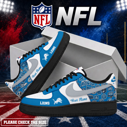 LIMITED EDITION - NEW CUSTOMIZED NFL04 DTL DETROIT LIONS AF1 SHOES
