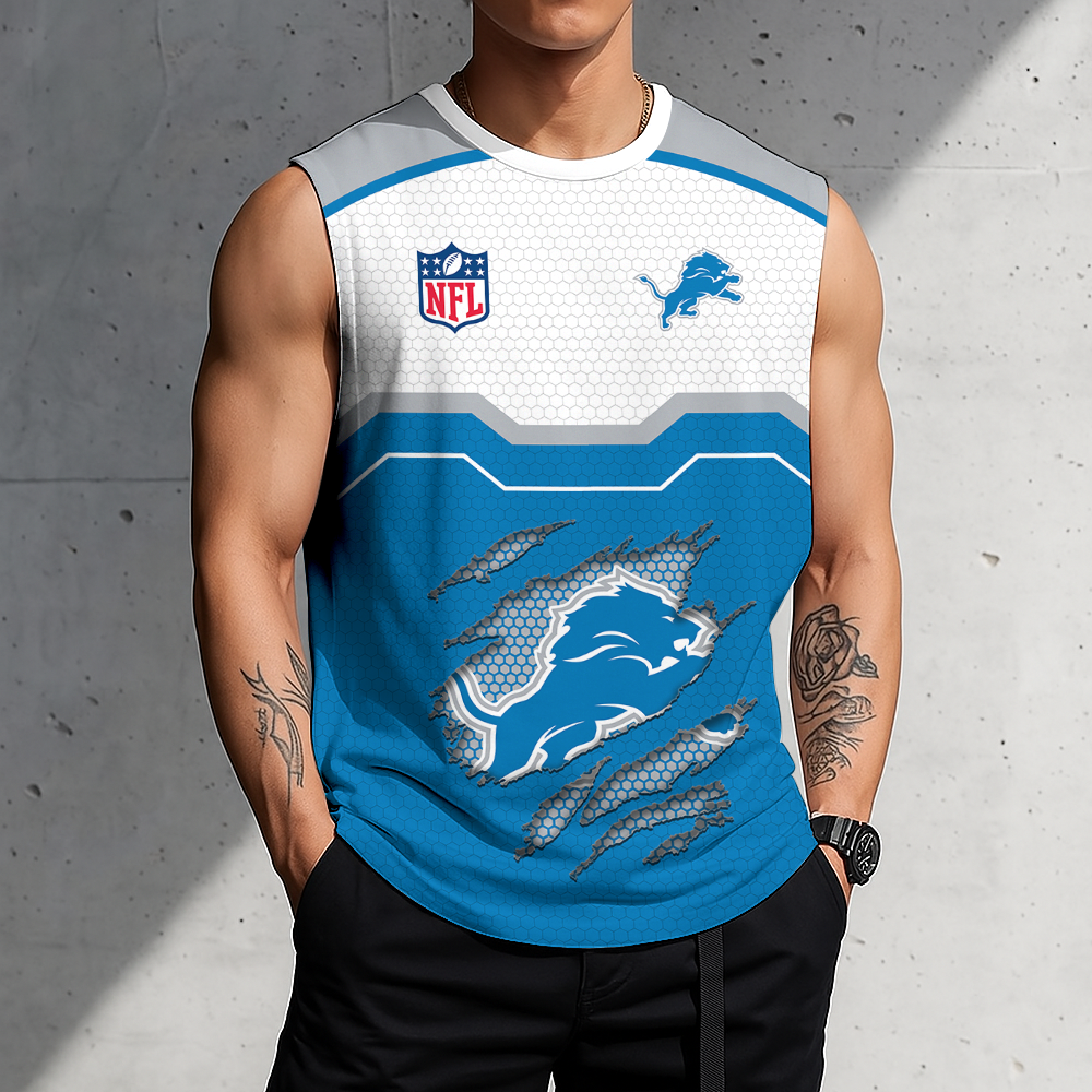 LIMITED EDITION - NEW CUSTOMIZED NFL04 DTL DETROIT LIONS MEN'S GYM SHIRT
