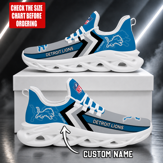 LIMITED EDITION - NEW CUSTOMIZED NFL04 DTL DETROIT LIONS UNISEX MAX SOUL SHOES