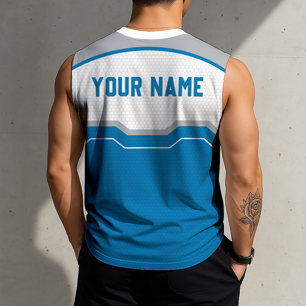 LIMITED EDITION - NEW CUSTOMIZED NFL04 DTL DETROIT LIONS MEN'S GYM SHIRT