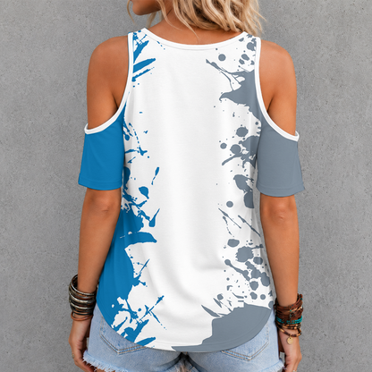 [SPECIAL OFFER] NEW CUSTOMIZED NFL04 DTL DETROIT LIONS CRISS CROSS V-NECK TOP