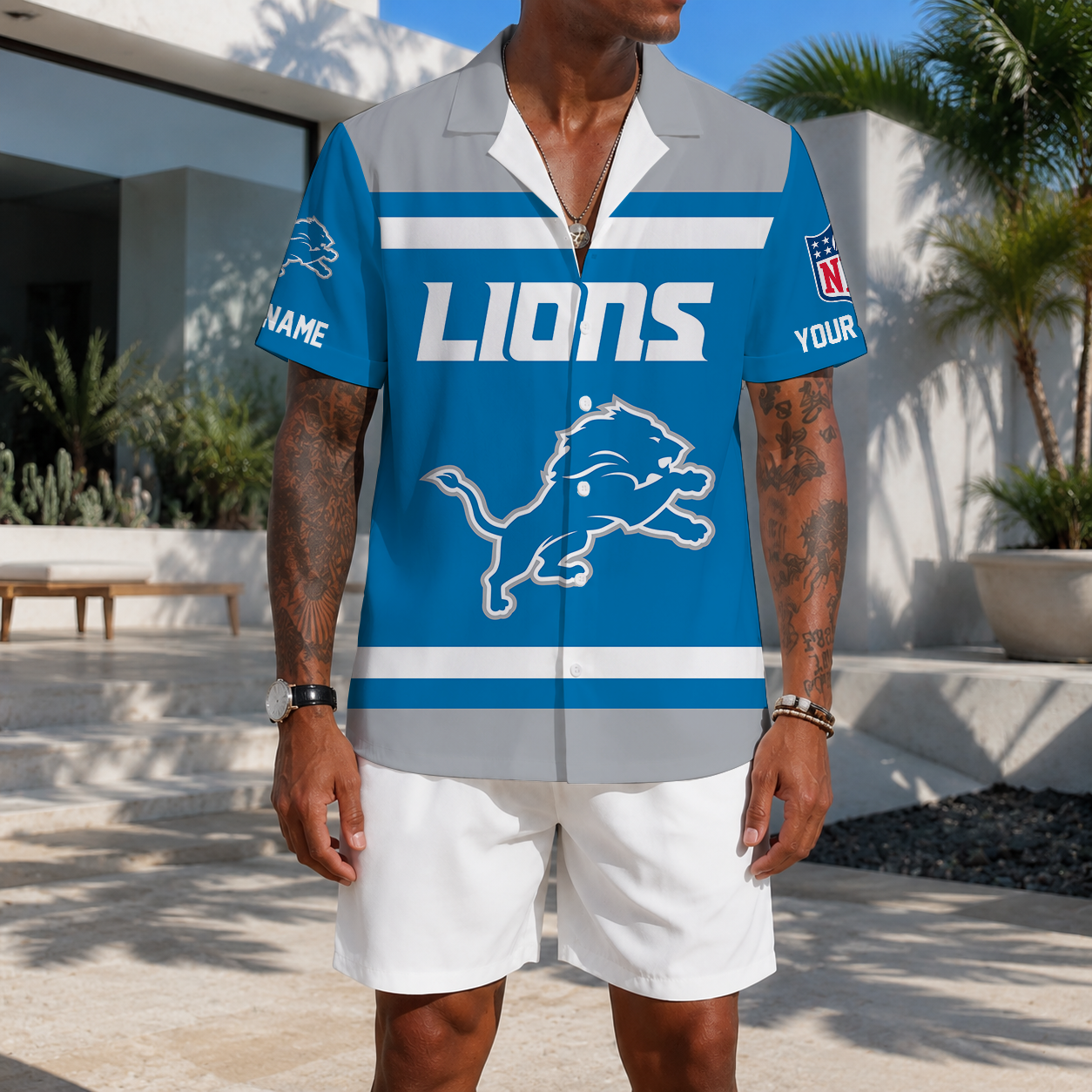 EXCLUSIVE EDITION - NEW CUSTOMIZED NFL04 DTL DETROIT LIONS UNISEX HAWAIIAN SHIRT