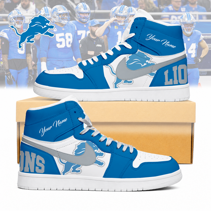 LIMITED EDITION - NEW CUSTOMIZED NFL04 DTL DETROIT LIONS AIR JORDAN SNEAKERS