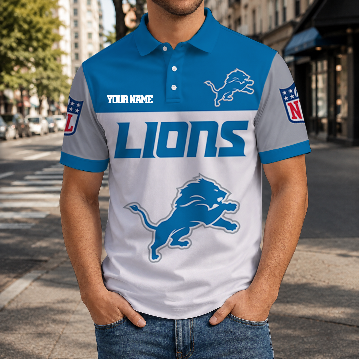 LIMITED EDITION - NEW CUSTOMIZED NFL04 DTL DETROIT LIONS T-SHIRT, POLO SHIRT, ZIP POLO SHIRT, SWEATSHIRT, HOODIE & ZIP HOODIE