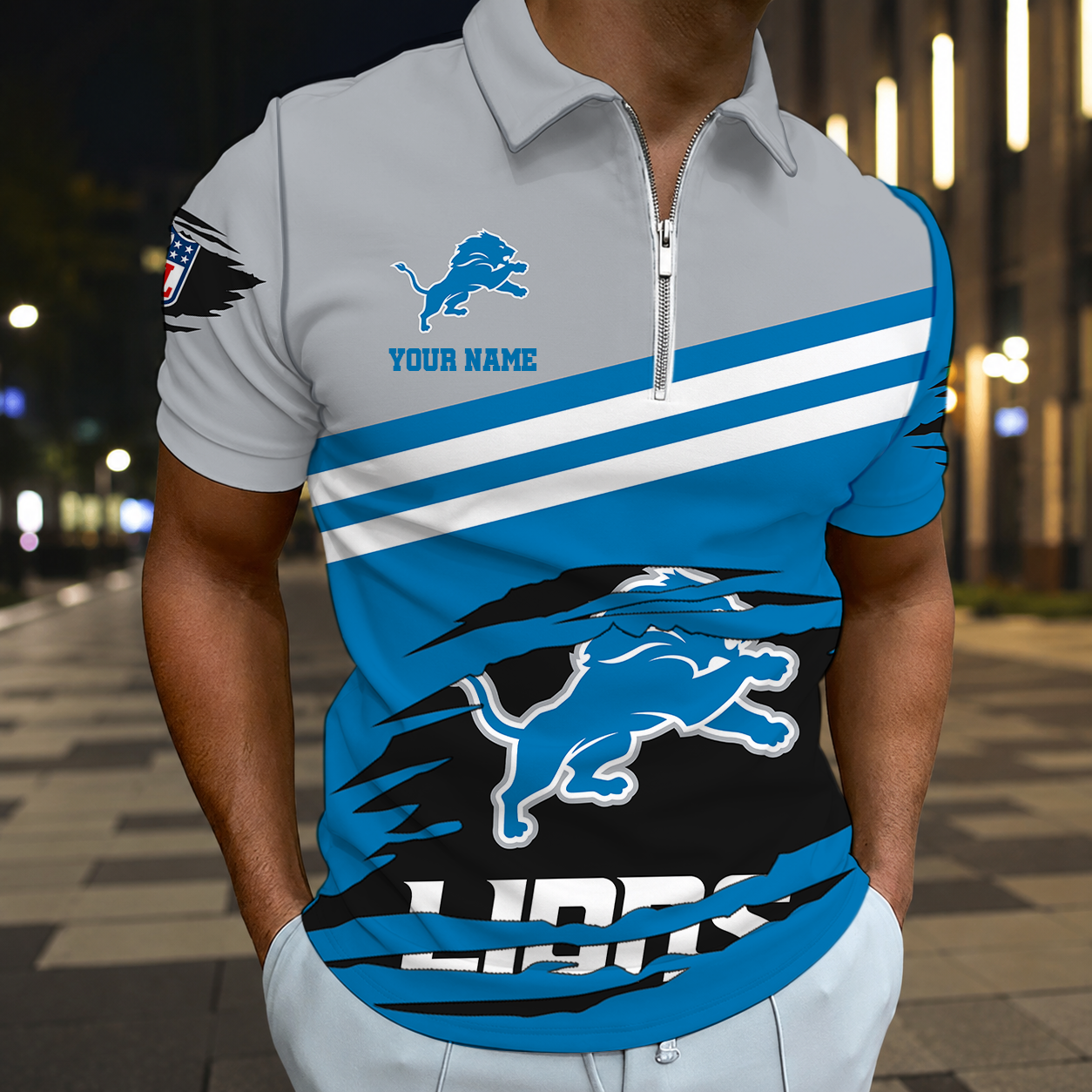LIMITED EDITION - NEW CUSTOMIZED NFL04 DTL DETROIT LIONS T-SHIRT, POLO SHIRT, ZIP POLO SHIRT, SWEATSHIRT, HOODIE & ZIP HOODIE