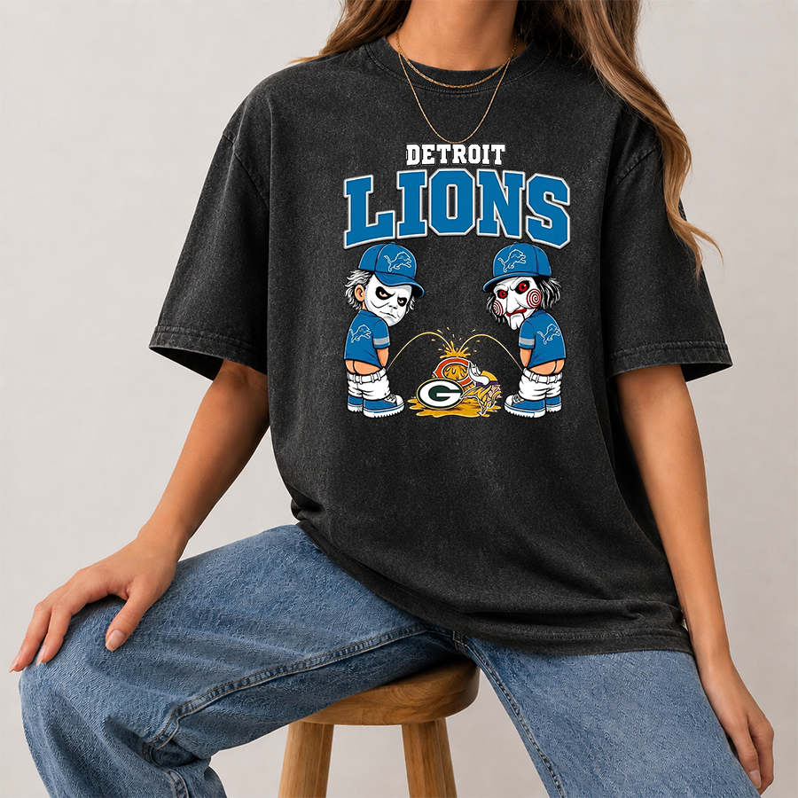 [SPECIAL OFFER] NEW CUSTOMIZED NFL04 DTL DETROIT LIONS FUNNY MULTICOLOR WASHED TEE