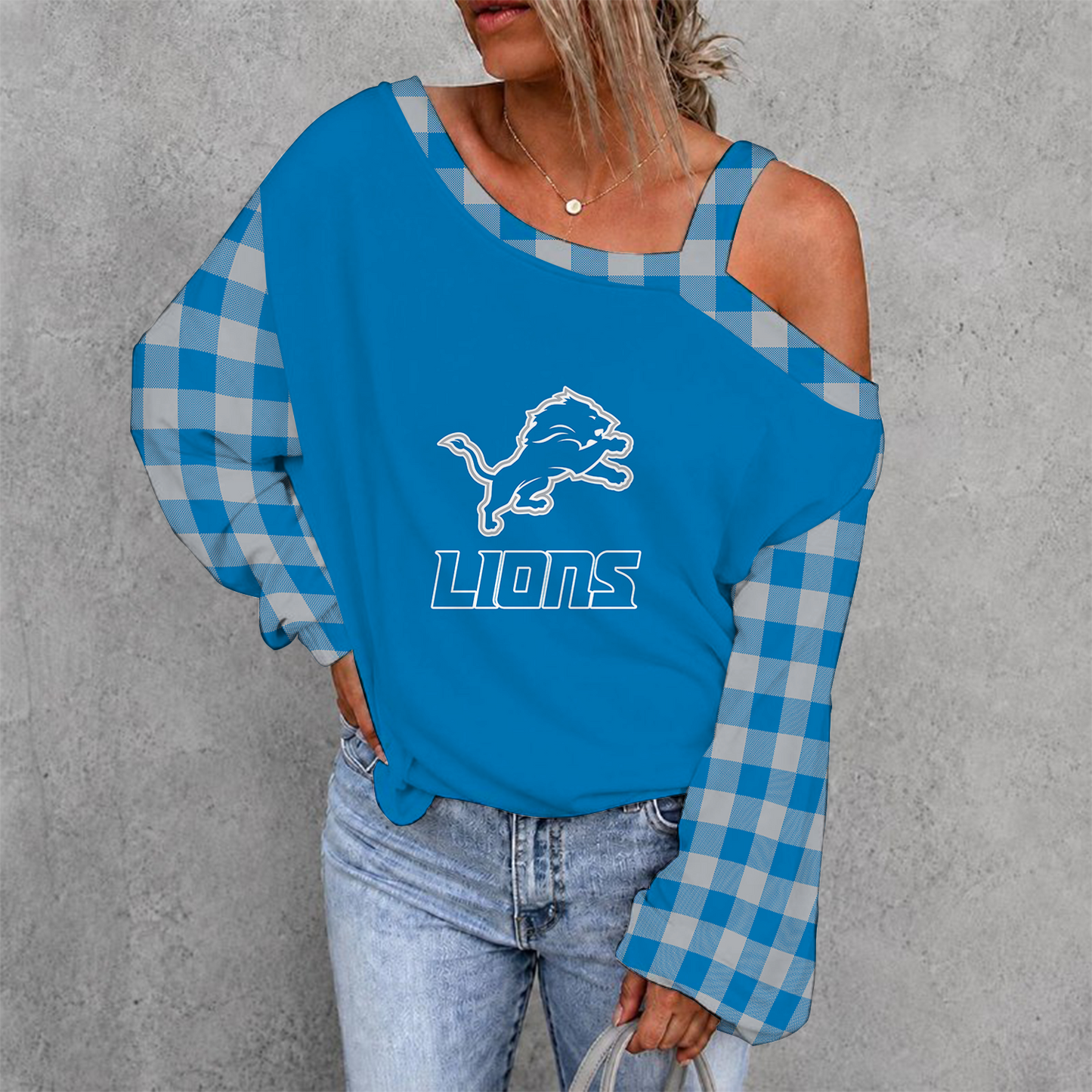 [SPECIAL OFFER] NEW CUSTOMIZED NFL04 DTL DETROIT LIONS DROP SHOULDER SWEATSHIRT